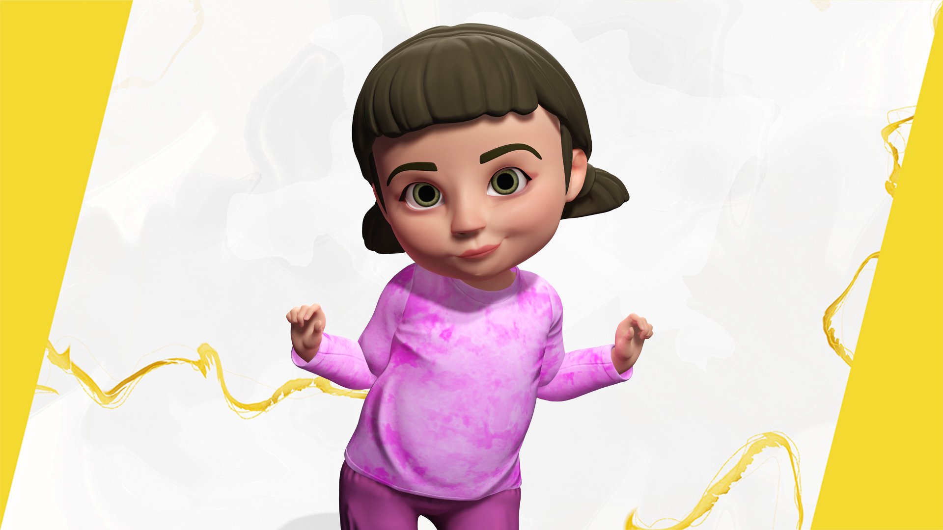 Stylized Cartoon Girl Cute 3D Toon Low-poly 3D model_8
