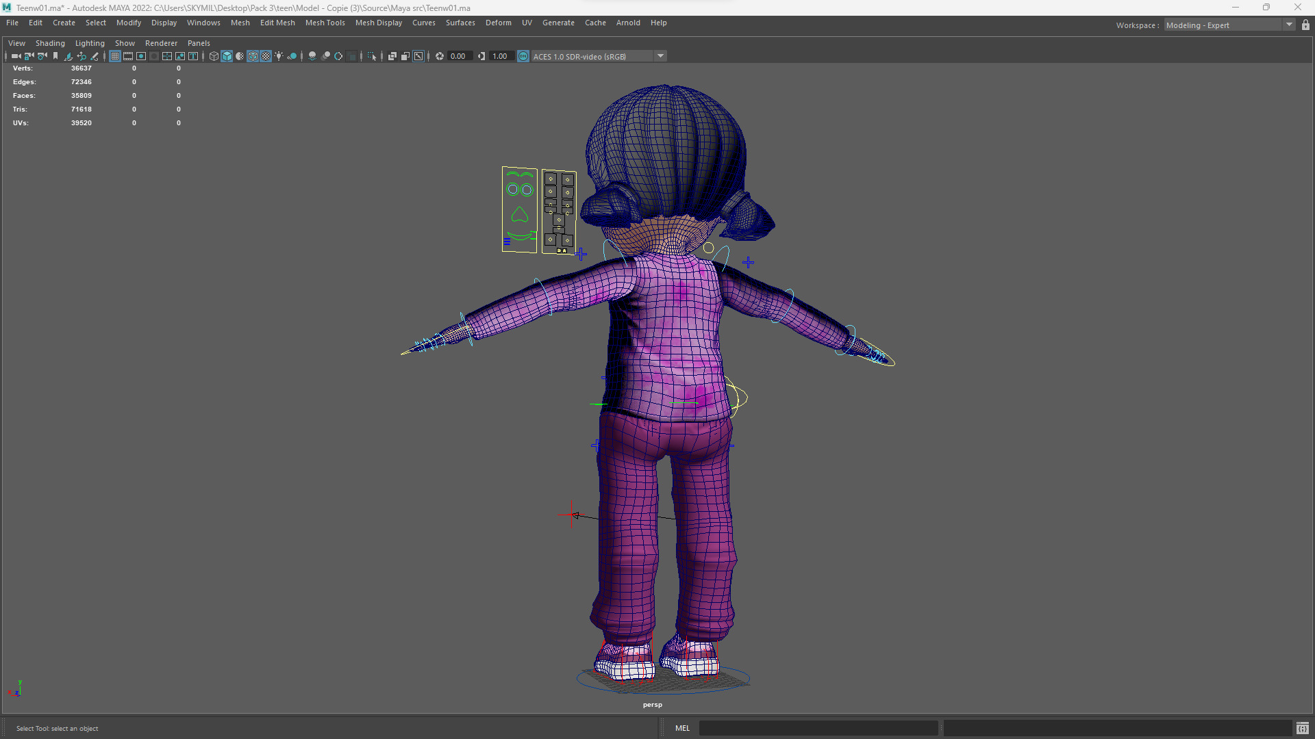 Stylized Cartoon Girl Cute 3D Toon Low-poly 3D model_21