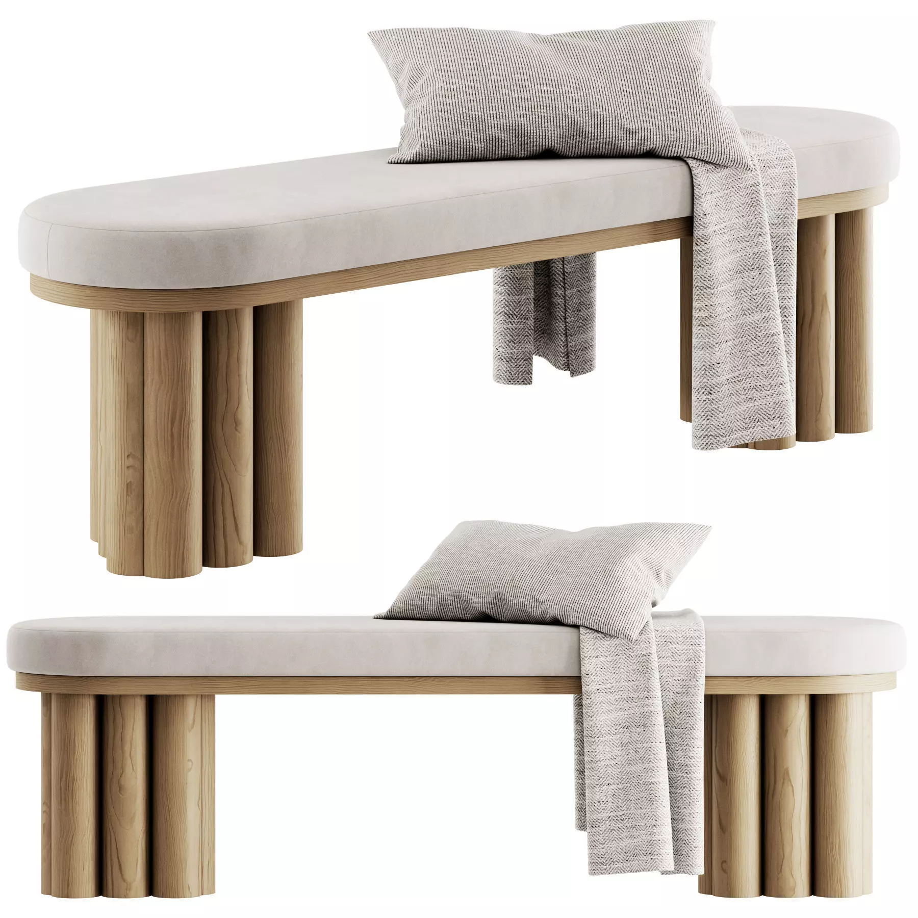 Doric Bench and stool By Steven Bukowski 3D model