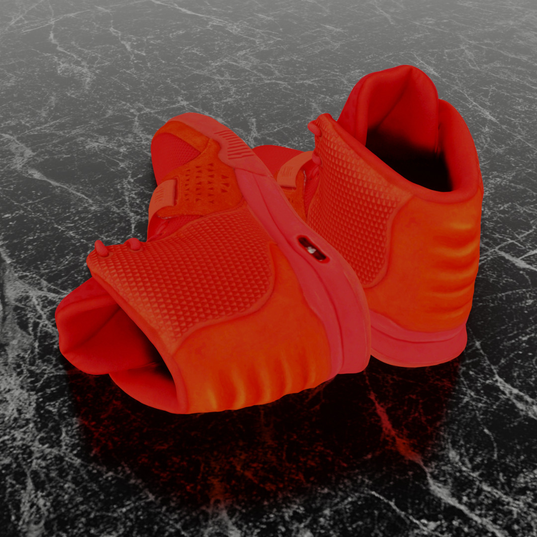 NIKE AIR YEEZY RED OCTOBER 3D SHOES Low-poly 3D model_6