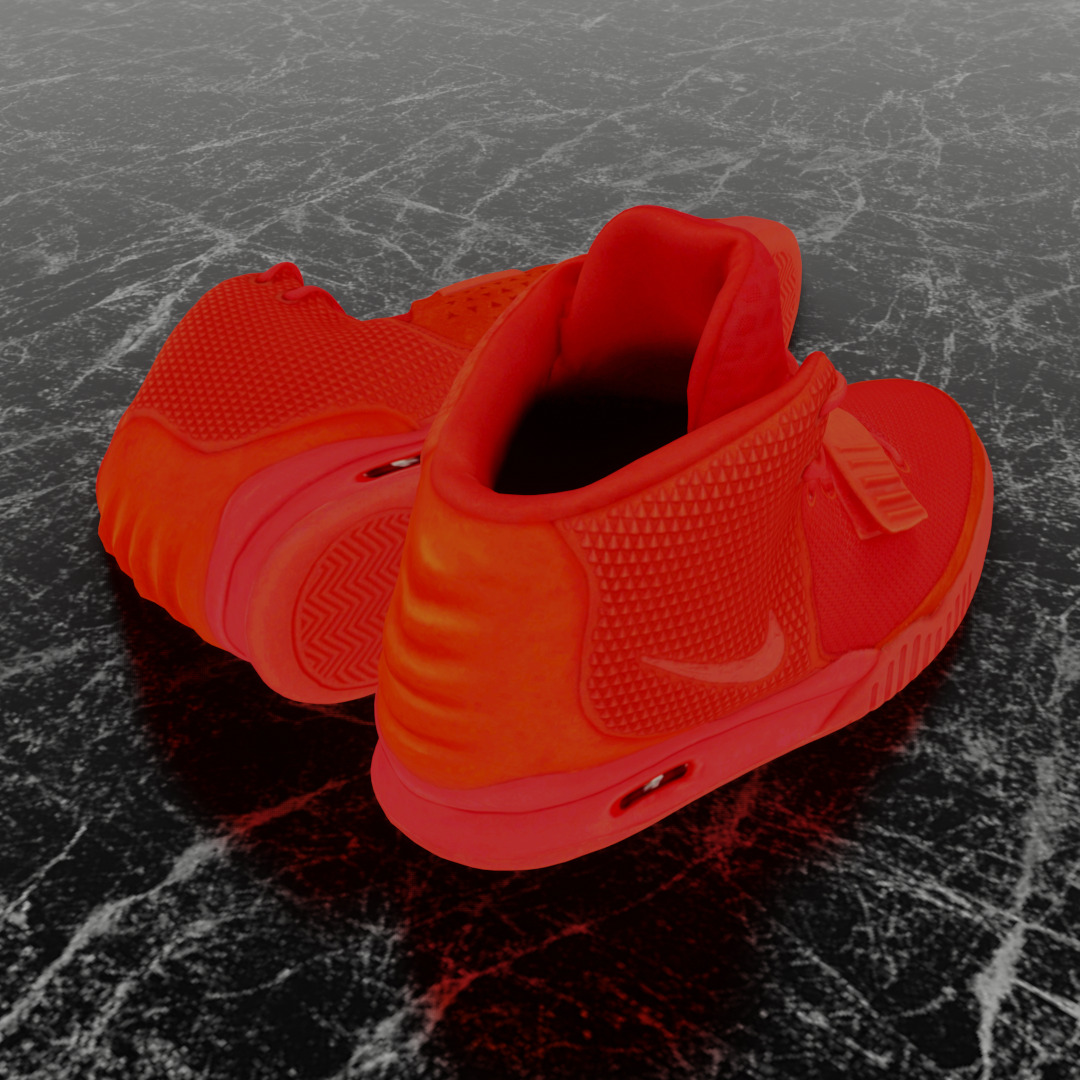 NIKE AIR YEEZY RED OCTOBER 3D SHOES Low-poly 3D model_5