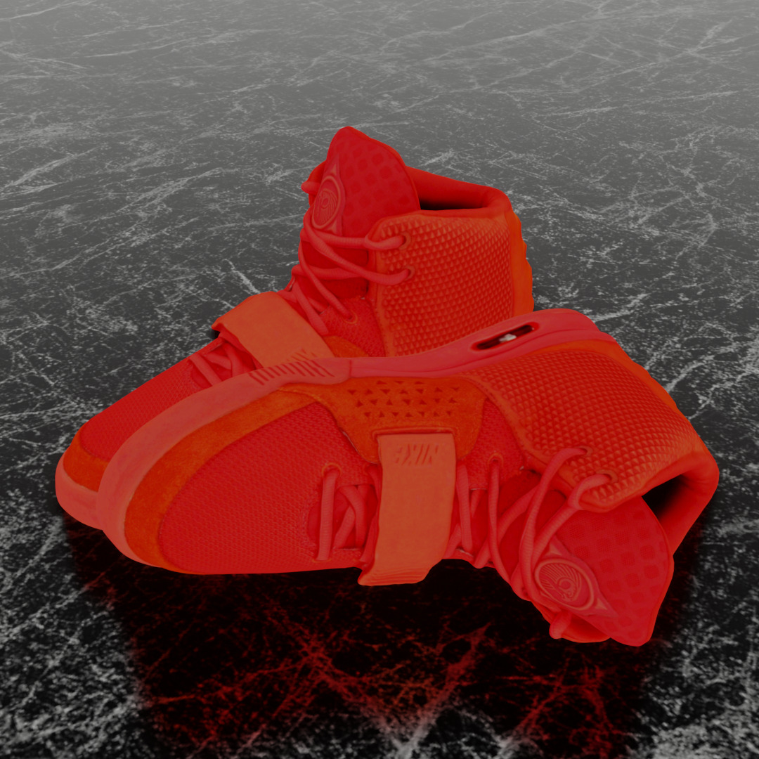 NIKE AIR YEEZY RED OCTOBER 3D SHOES Low-poly 3D model_1