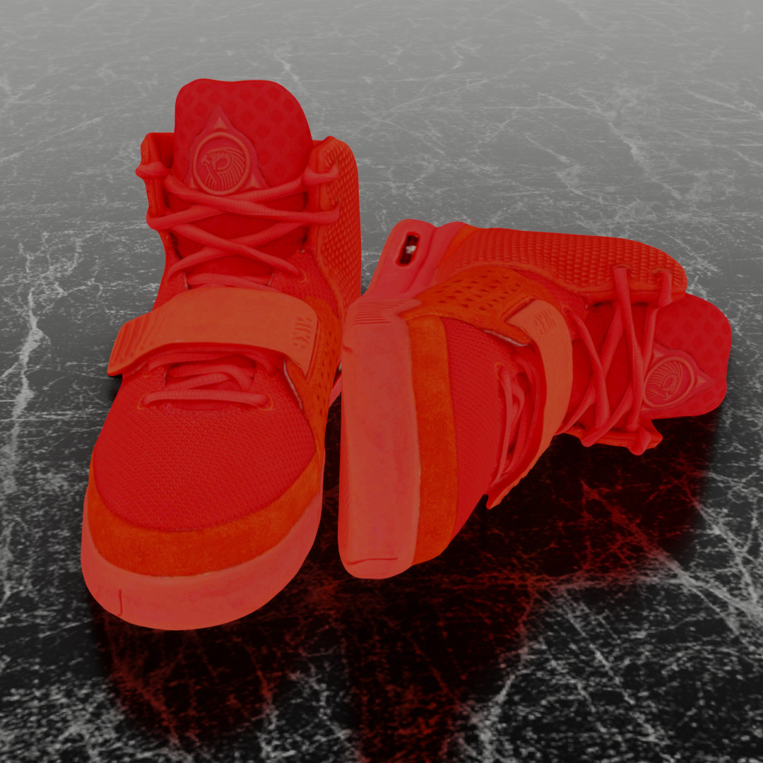 NIKE AIR YEEZY RED OCTOBER 3D SHOES Low-poly 3D model_3