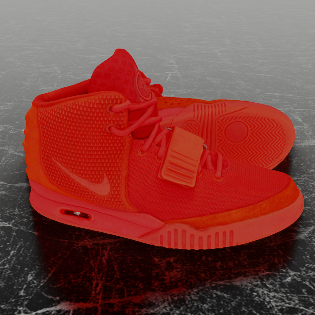 NIKE AIR YEEZY RED OCTOBER 3D SHOES Low-poly 3D model_4