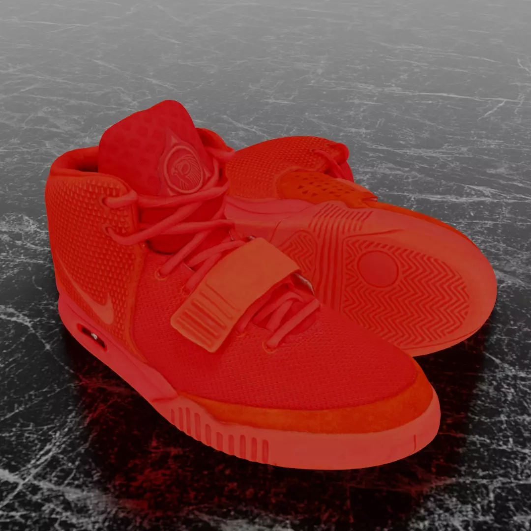 NIKE AIR YEEZY RED OCTOBER 3D SHOES Low-poly 3D model_0