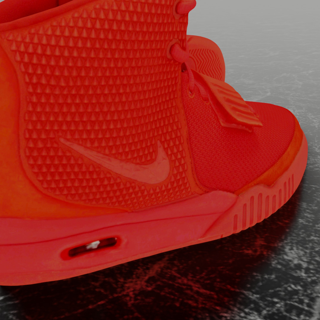 NIKE AIR YEEZY RED OCTOBER 3D SHOES Low-poly 3D model_10