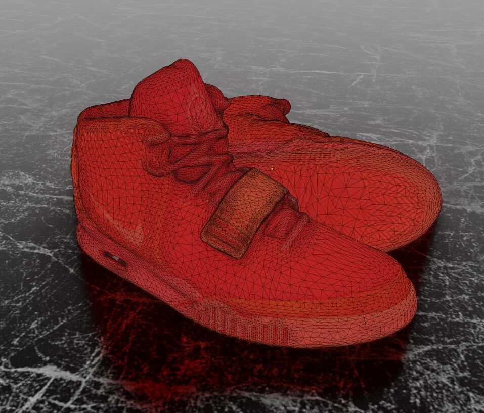 NIKE AIR YEEZY RED OCTOBER 3D SHOES Low-poly 3D model_13