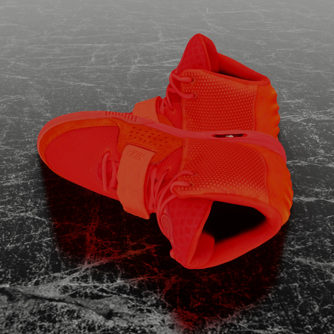 NIKE AIR YEEZY RED OCTOBER 3D SHOES Low-poly 3D model_7