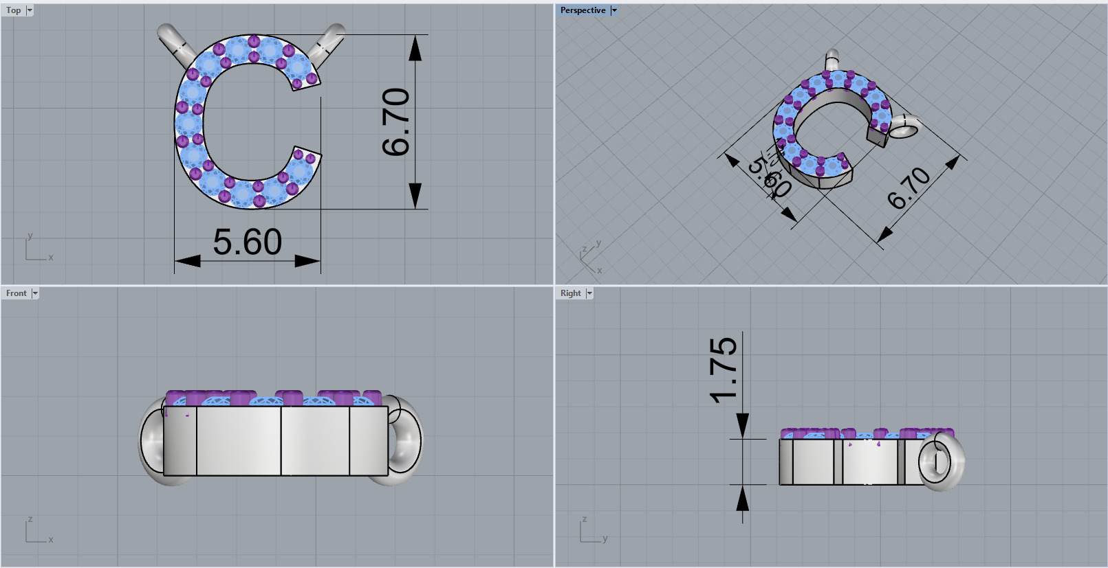initial letter C model 759 3D print model_4