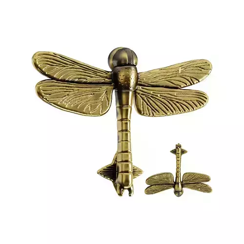 Antique Brass Dragonfly Design Front Door Knocker Vintage Style 3D model