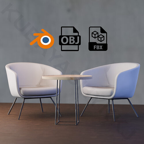 Modern Chair and Table Low-poly 3D model