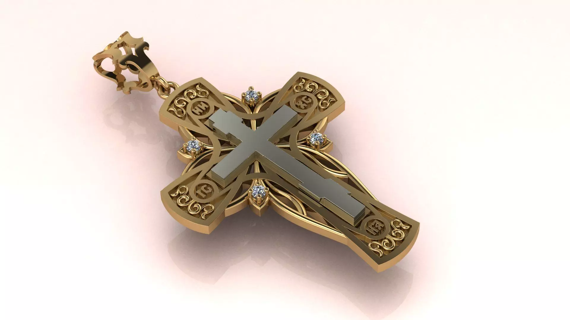 Cross of gold 3D print model_0