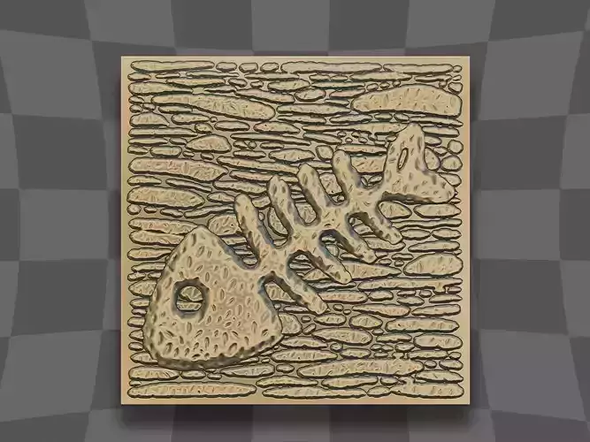Fish bone in the ground 3D print model
