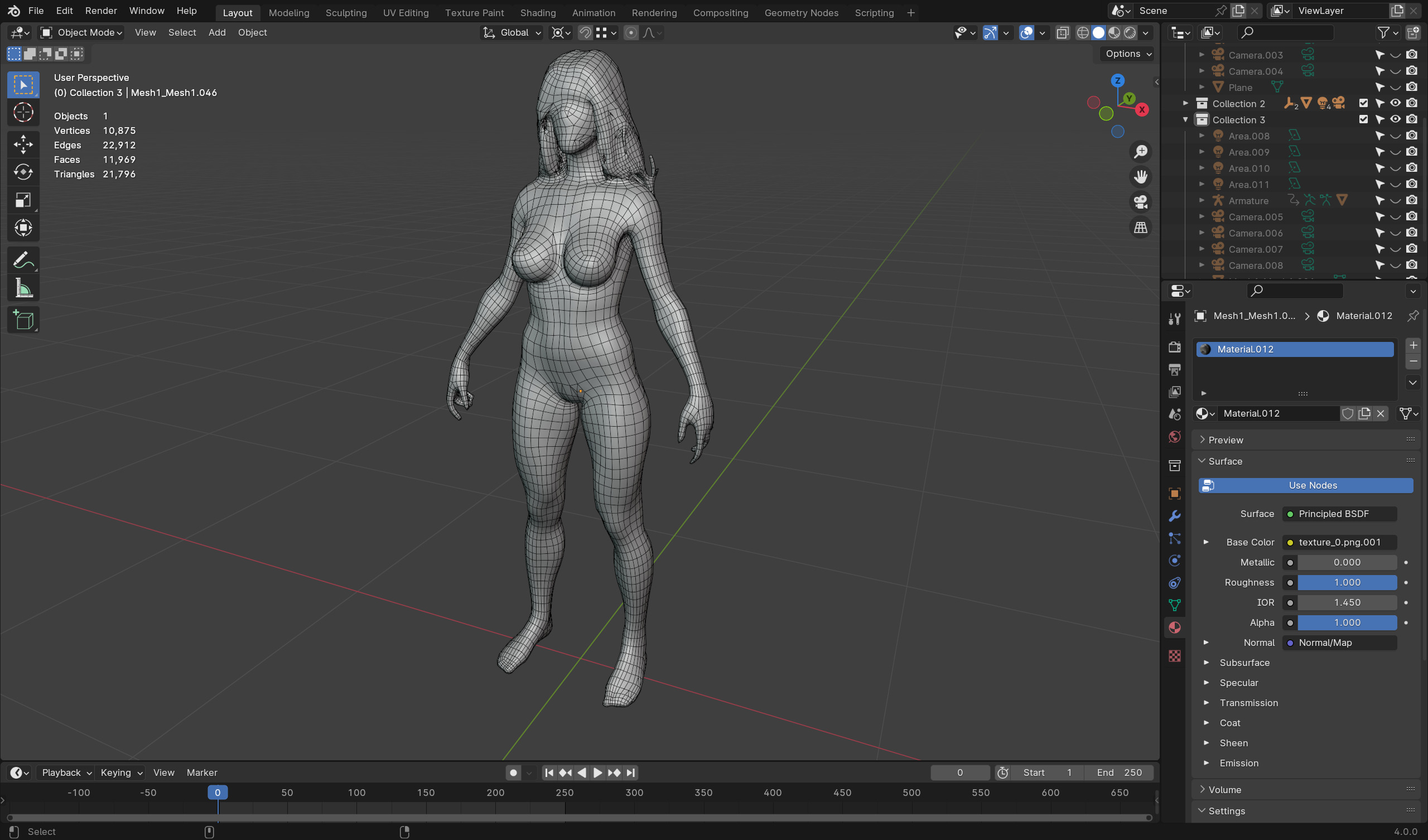 Female Zombie - Low Poly Rigged Animated Model Low-poly 3D model_7