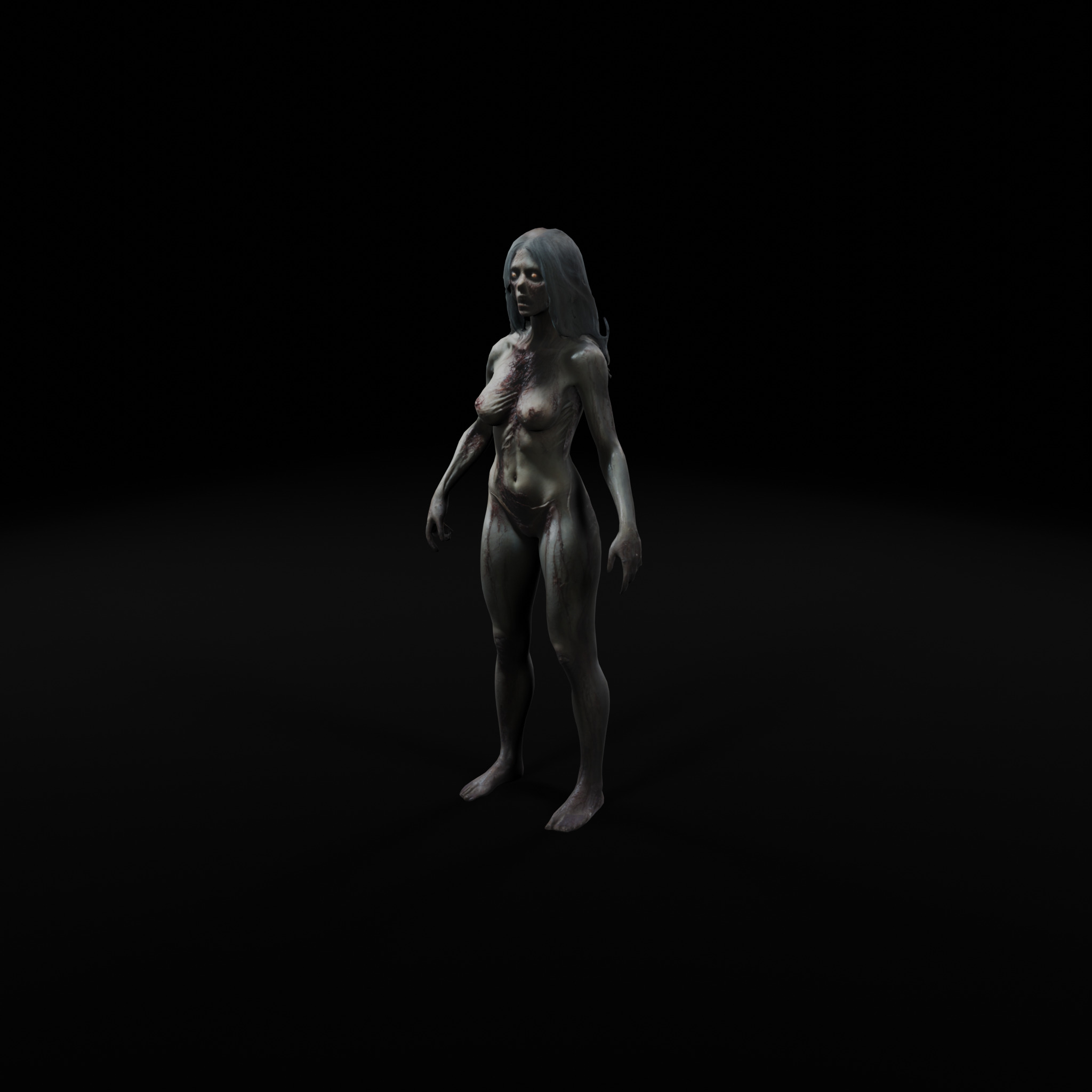 Female Zombie - Low Poly Rigged Animated Model Low-poly 3D model_1