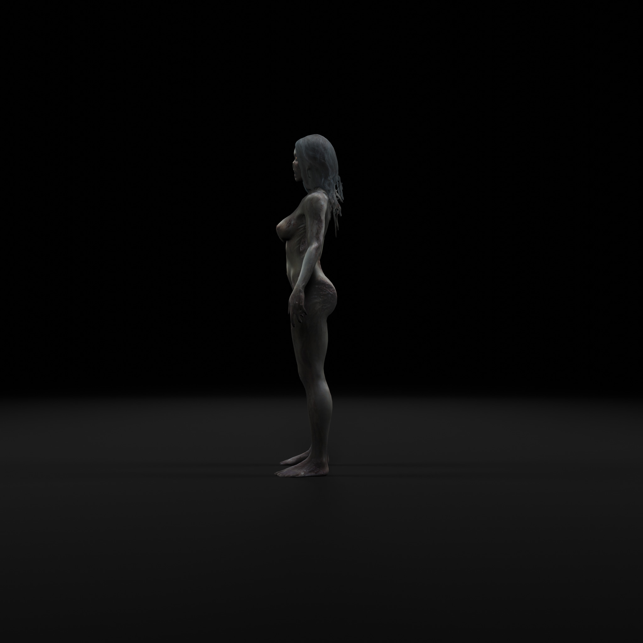 Female Zombie - Low Poly Rigged Animated Model Low-poly 3D model_2