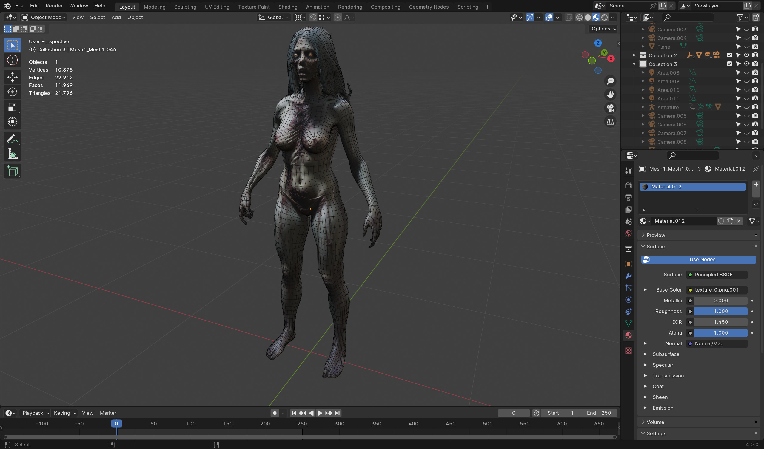 Female Zombie - Low Poly Rigged Animated Model Low-poly 3D model_5