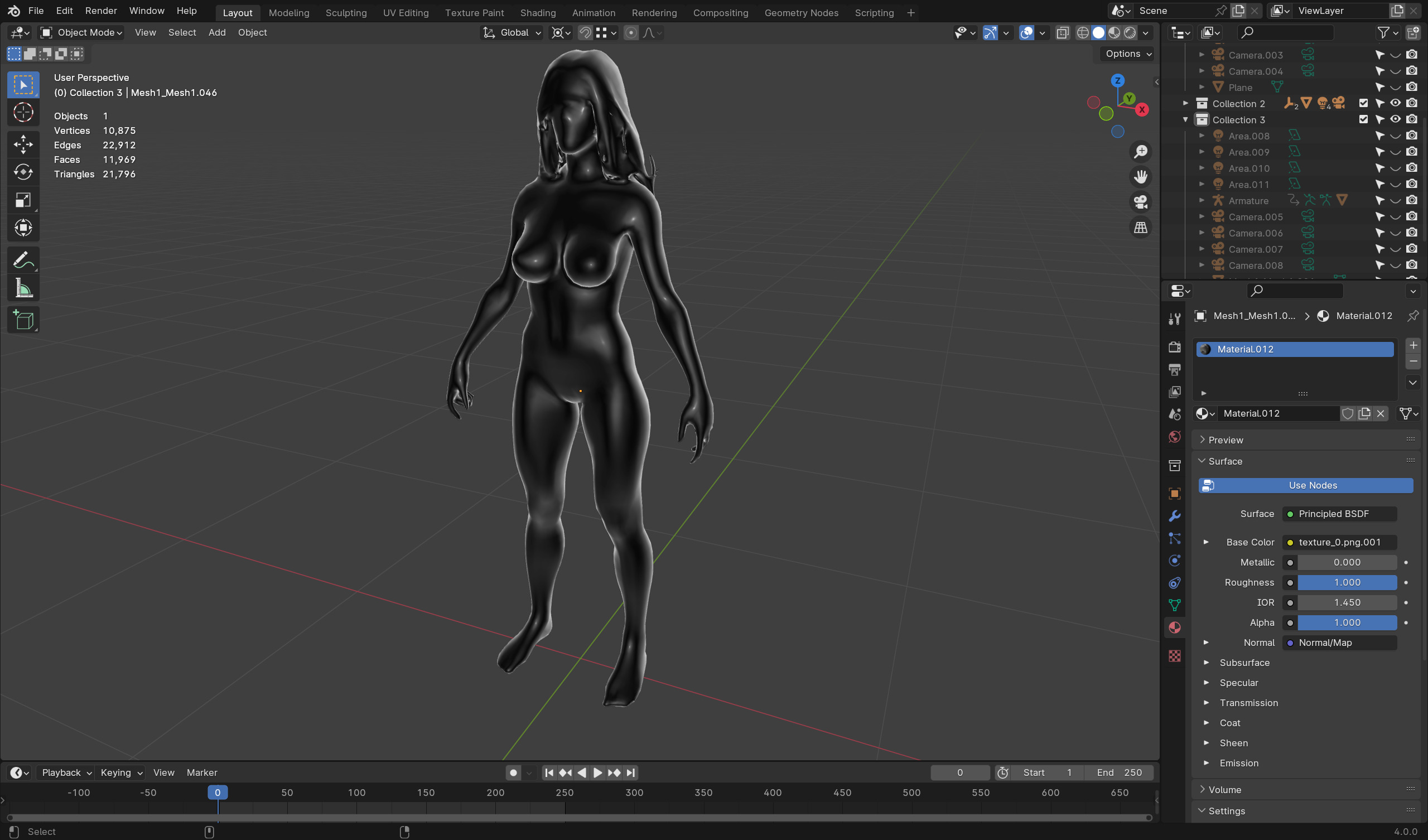 Female Zombie - Low Poly Rigged Animated Model Low-poly 3D model_9