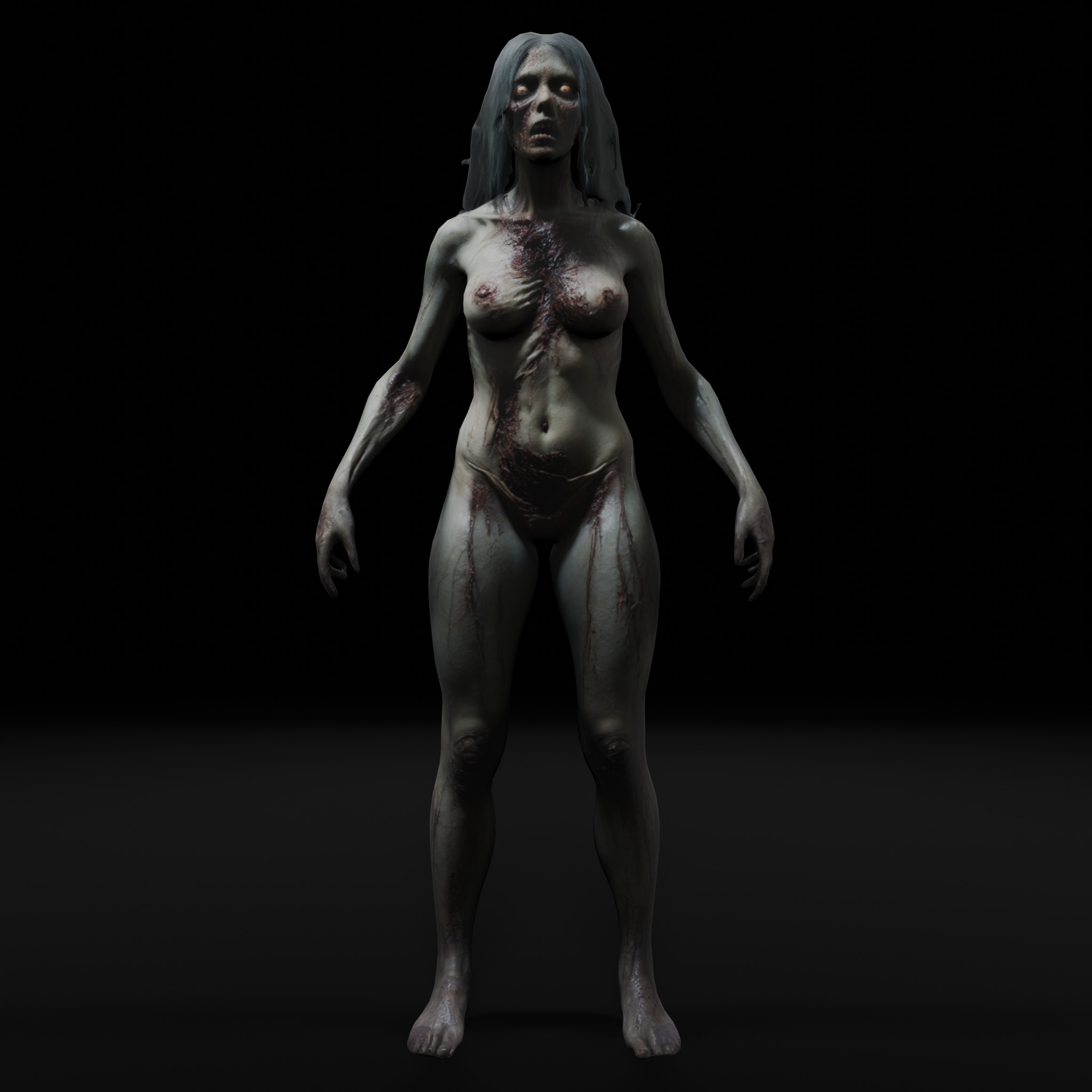 Female Zombie - Low Poly Rigged Animated Model Low-poly 3D model_3
