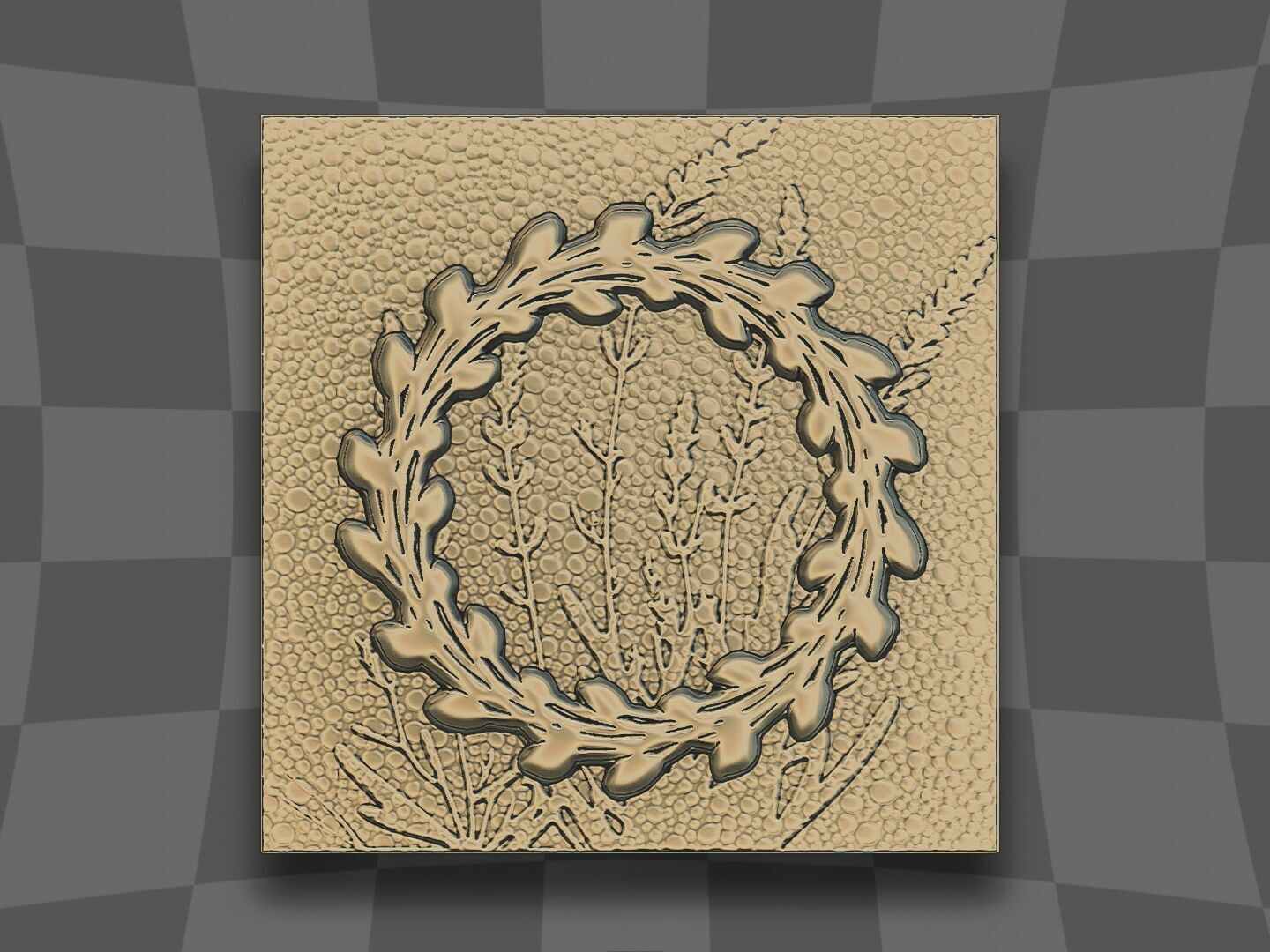Grass wreath design for CNC 3D print model_1