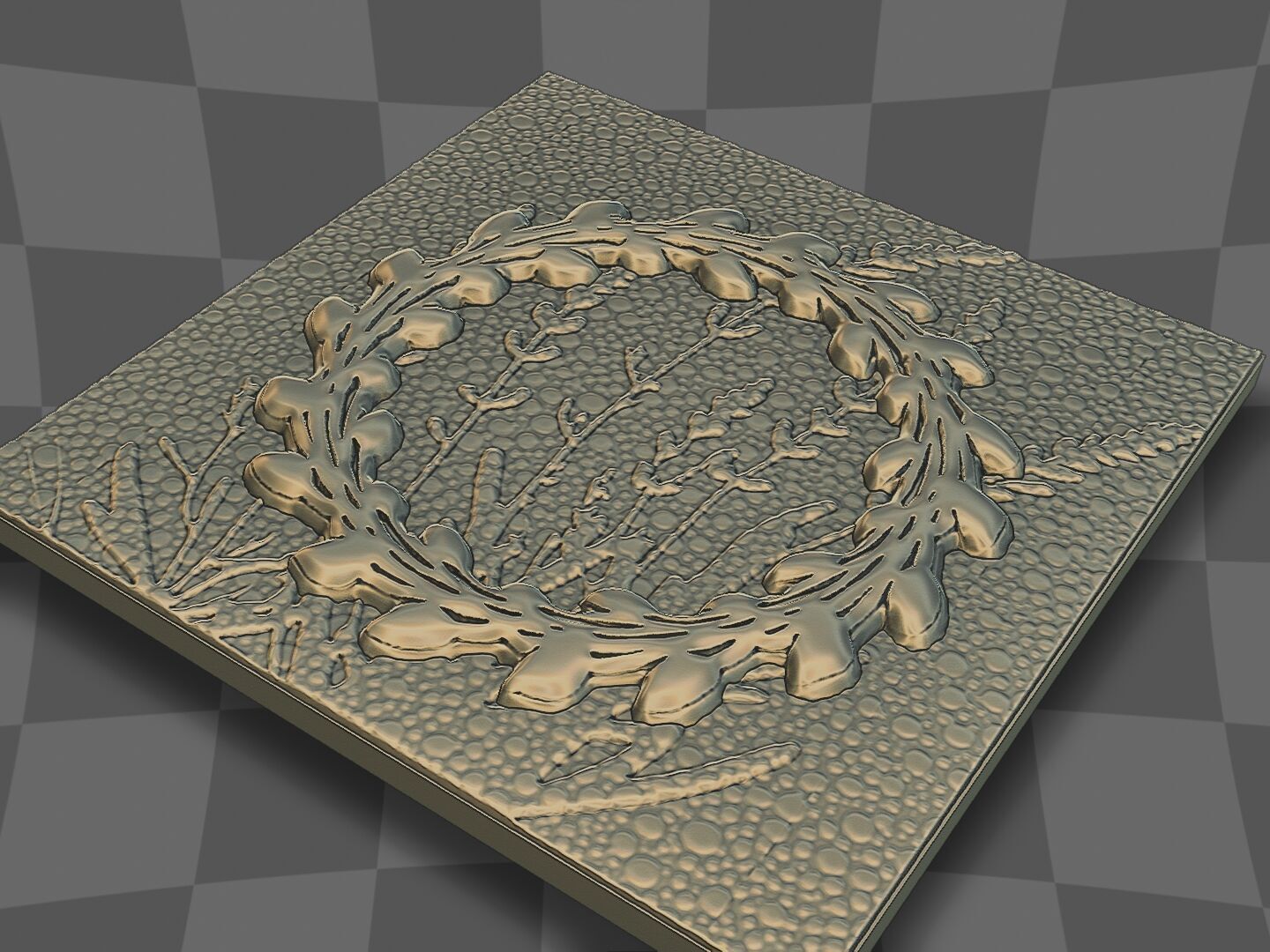 Grass wreath design for CNC 3D print model_7