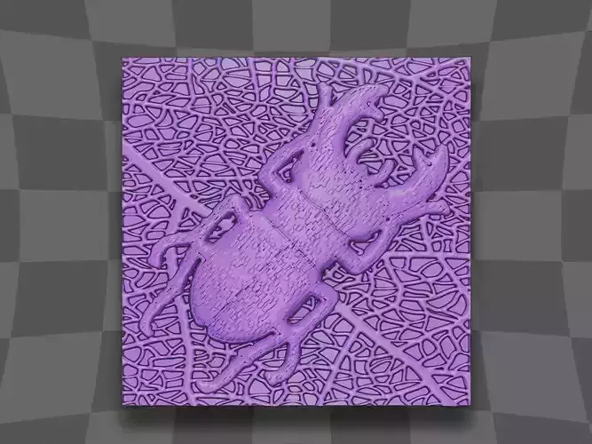 The stag beetle under branches 3D print model