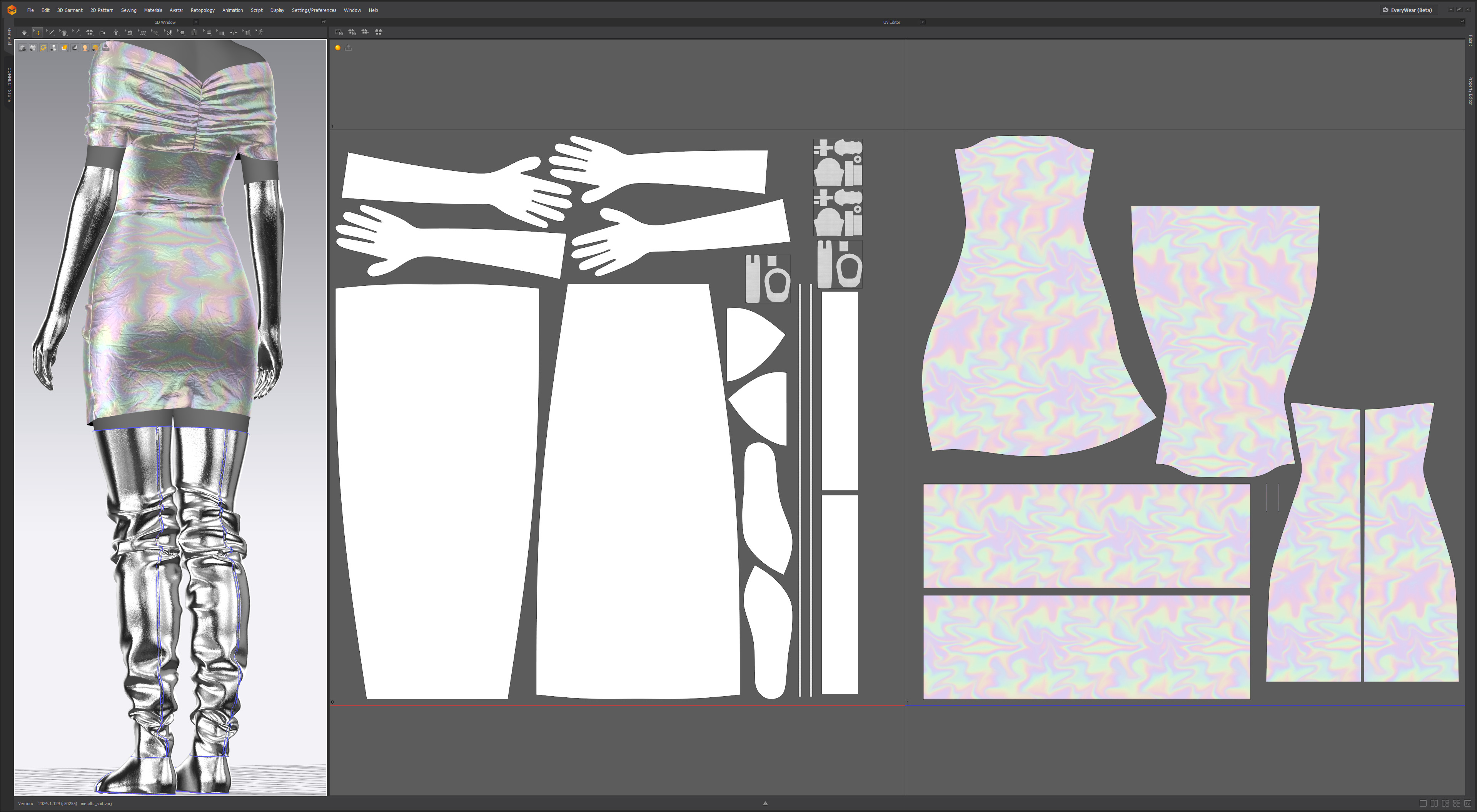 Futuristic Womens Dress and Accessories Set 3D model_12