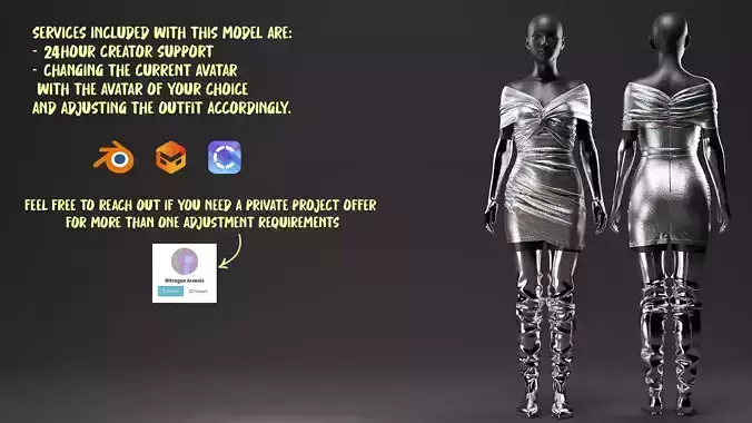 Futuristic Womens Dress and Accessories Set 3D model Futuristic Womens Dress and Accessories Set 3D model