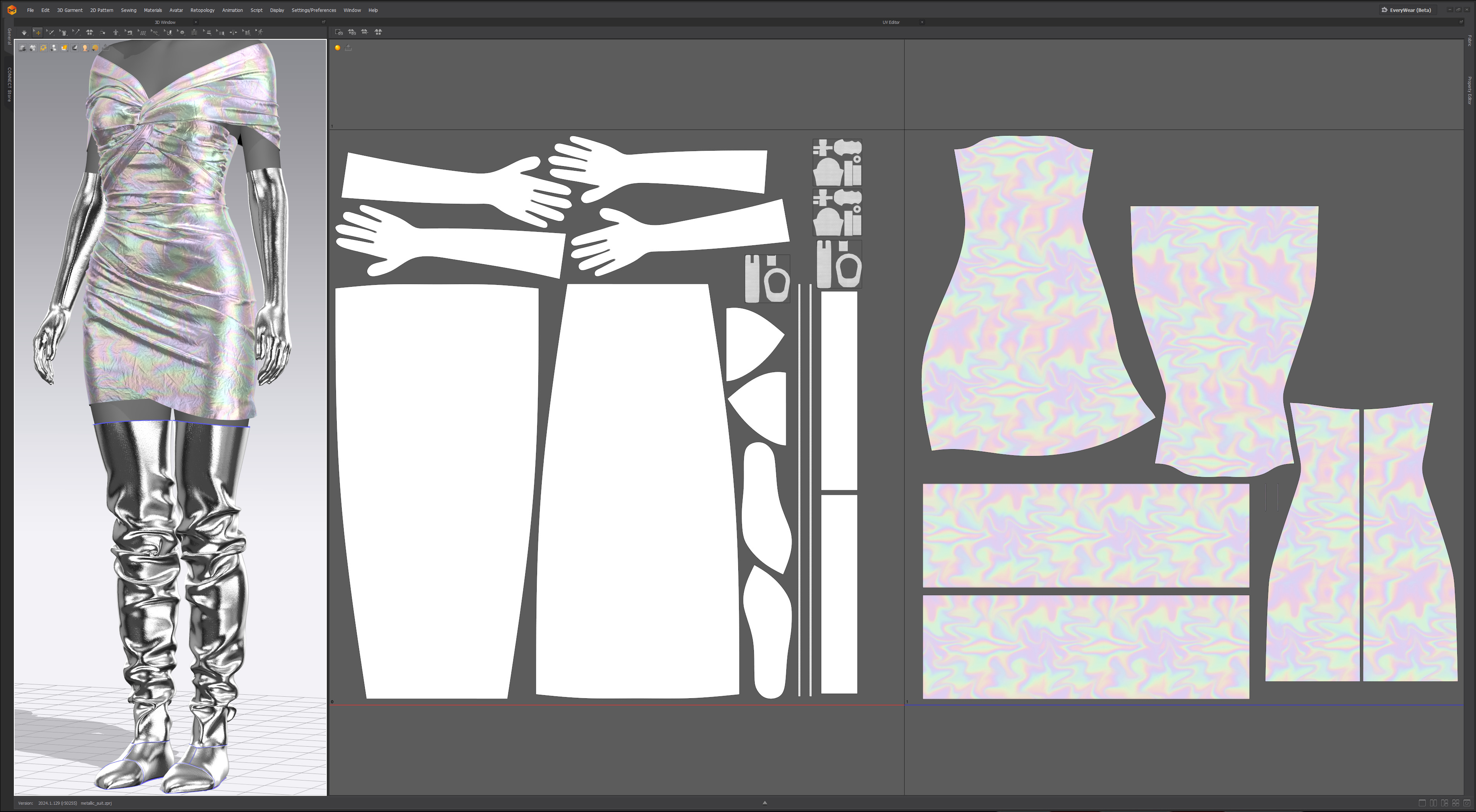 Futuristic Womens Dress and Accessories Set 3D model_11