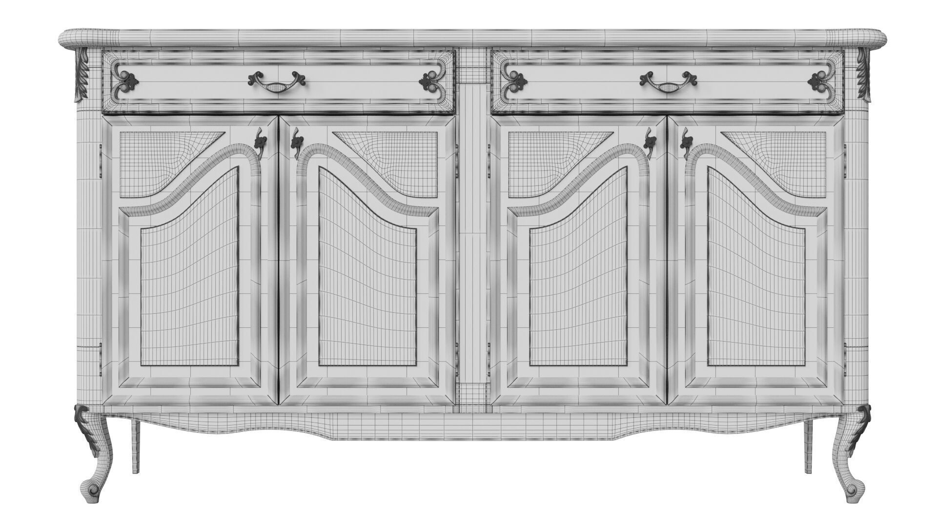 Classic Chest of Drawers 1400 3D model_7
