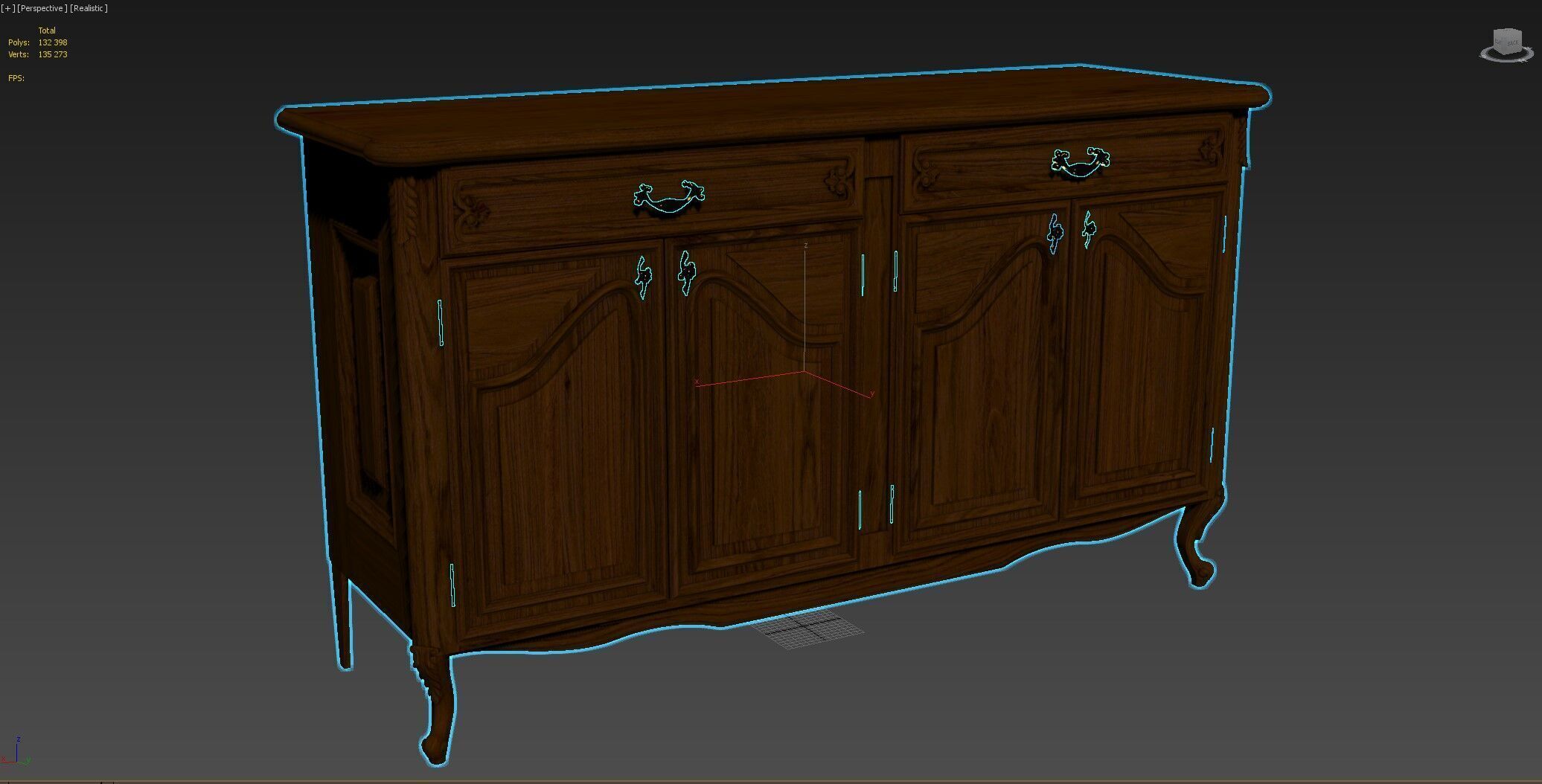 Classic Chest of Drawers 1400 3D model_10