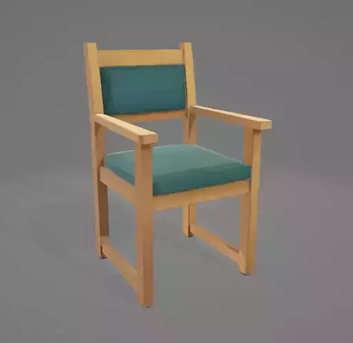 Simple Wooden Chair High-Quality Textures Low Poly Game Ready