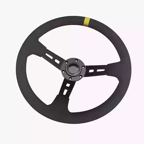 Steering Wheel 01 - Variation A - Red Stiches Low-poly 3D model