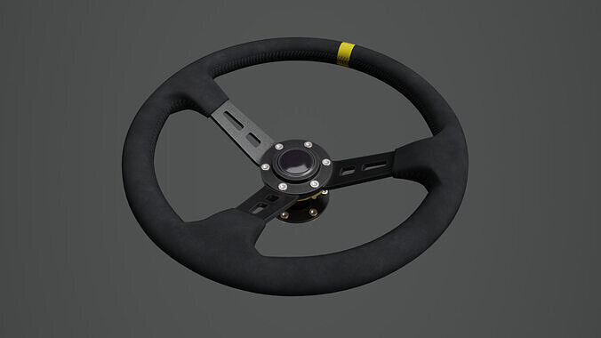 Steering Wheel 01 - Variation B - Black Stiches Low-poly 3D model 2