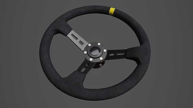 Steering Wheel 01 - Variation B - Black Stiches Low-poly 3D model 3