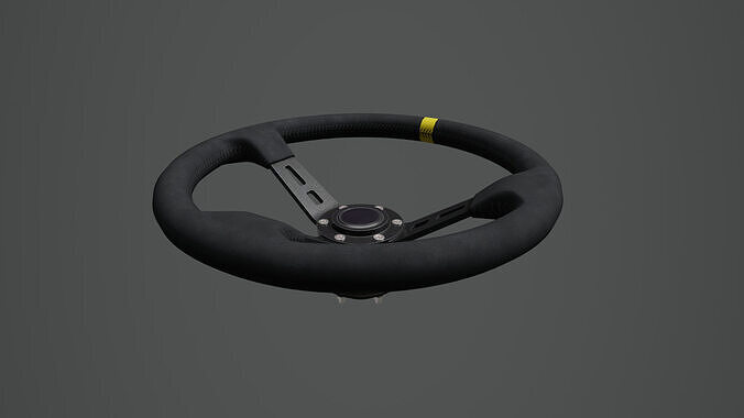Steering Wheel 01 - Variation B - Black Stiches Low-poly 3D model 6