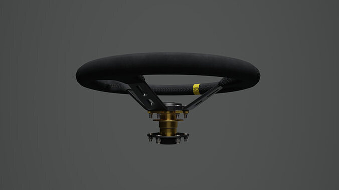 Steering Wheel 01 - Variation B - Black Stiches Low-poly 3D model 7