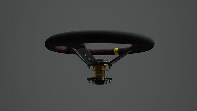 Steering Wheel 01 - Variation B - Red Stiches Low-poly 3D model 7