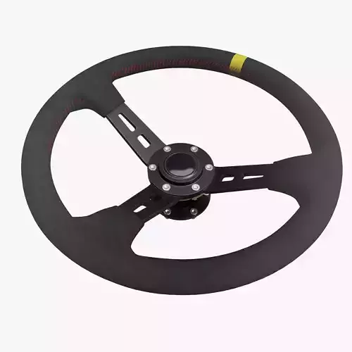Steering Wheel 01 - Variation B - Red Stiches Low-poly 3D model