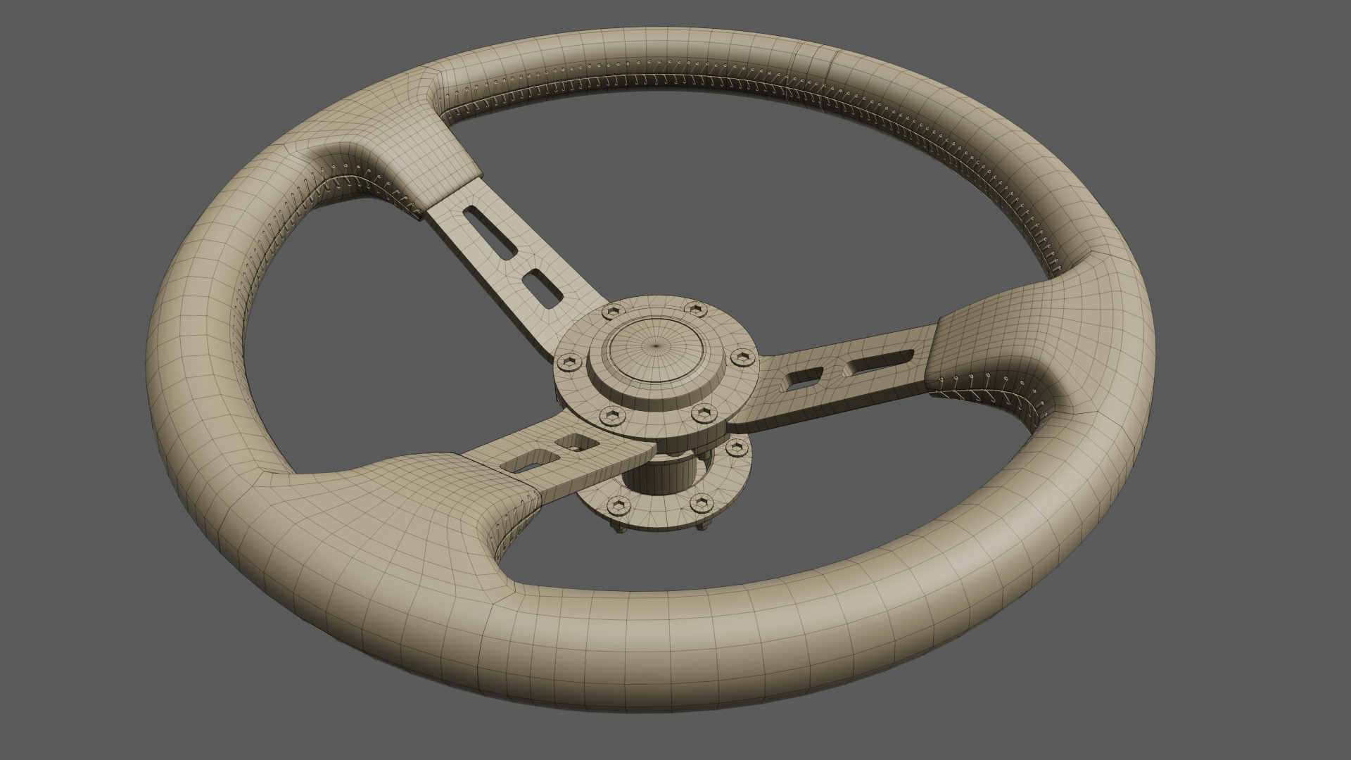 Steering Wheel 01 - Variation B - Red Stiches Low-poly 3D model_8