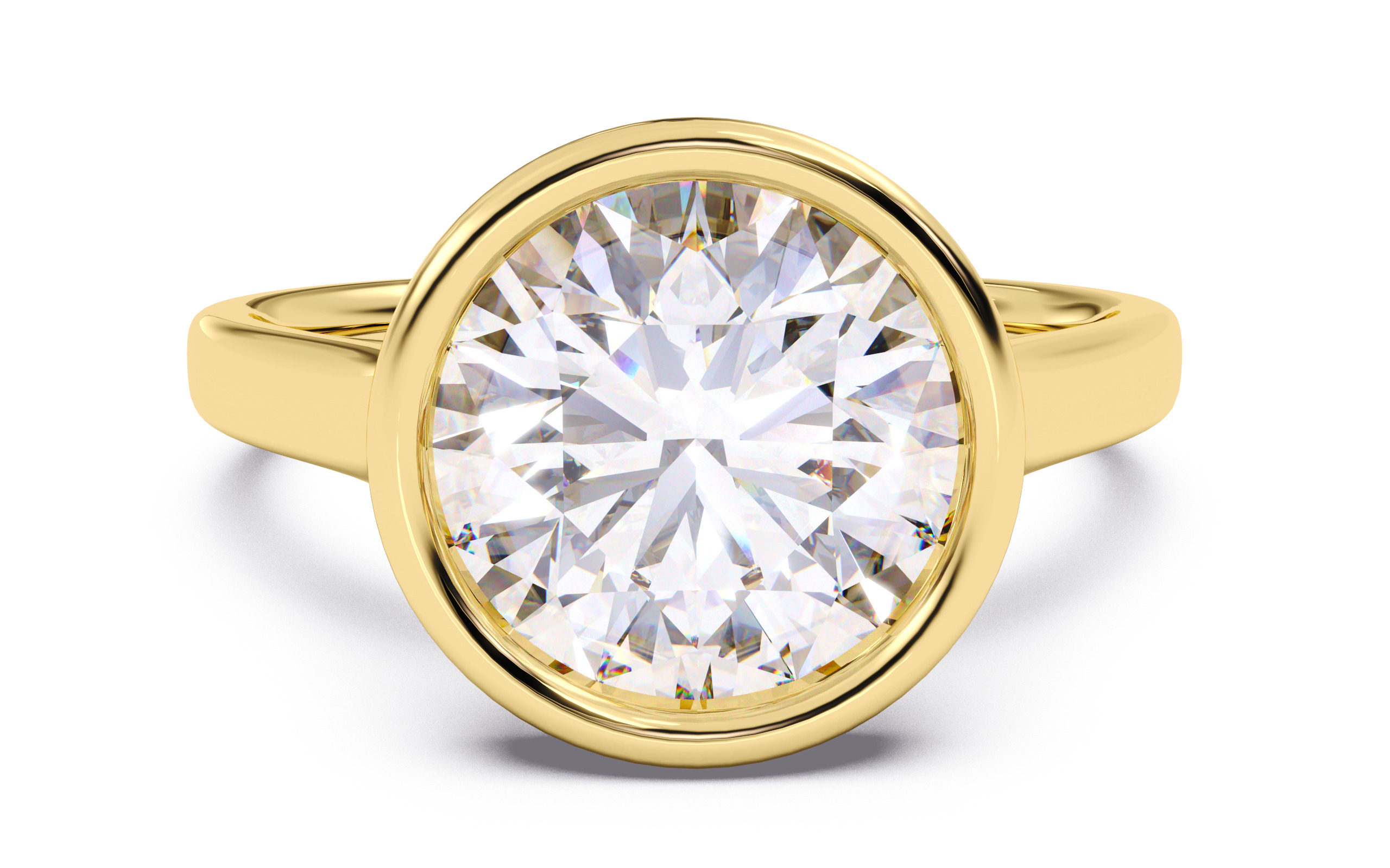 Round Diamond Bezel Setting Solitaire Diamond Ring 3D print model_13