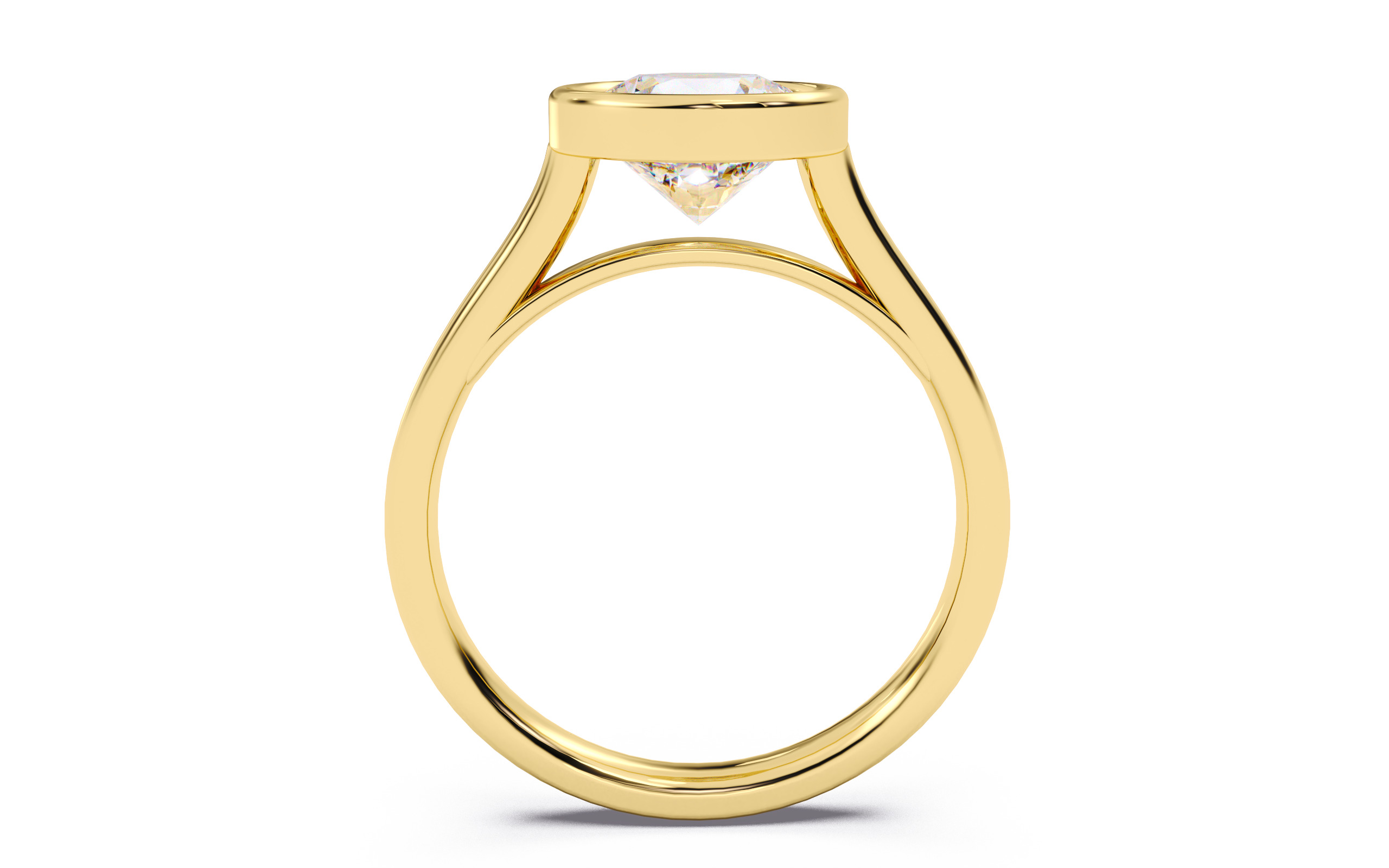 Round Diamond Bezel Setting Solitaire Diamond Ring 3D print model_5