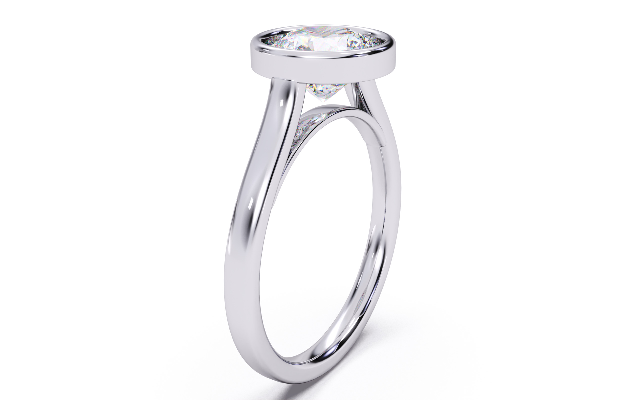 Round Diamond Bezel Setting Solitaire Diamond Ring 3D print model_24
