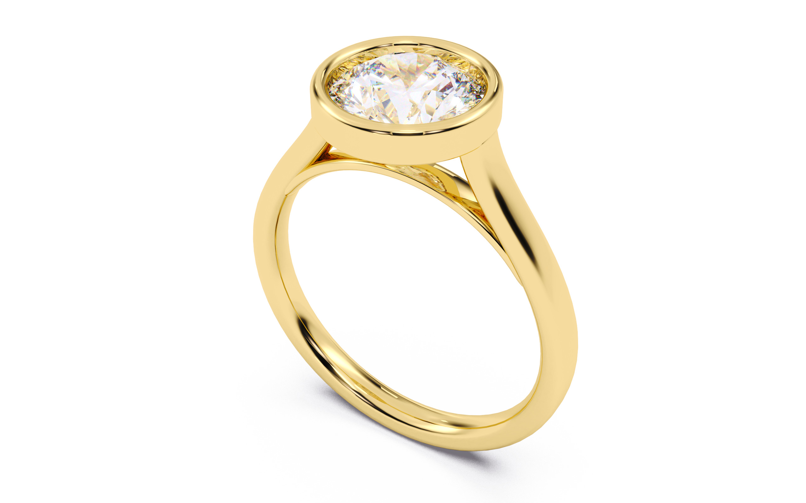 Round Diamond Bezel Setting Solitaire Diamond Ring 3D print model_21