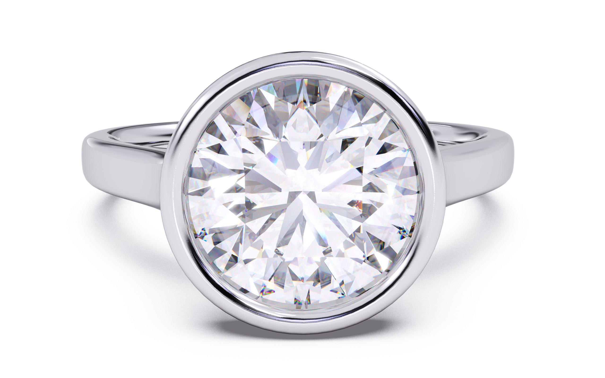 Round Diamond Bezel Setting Solitaire Diamond Ring 3D print model_15