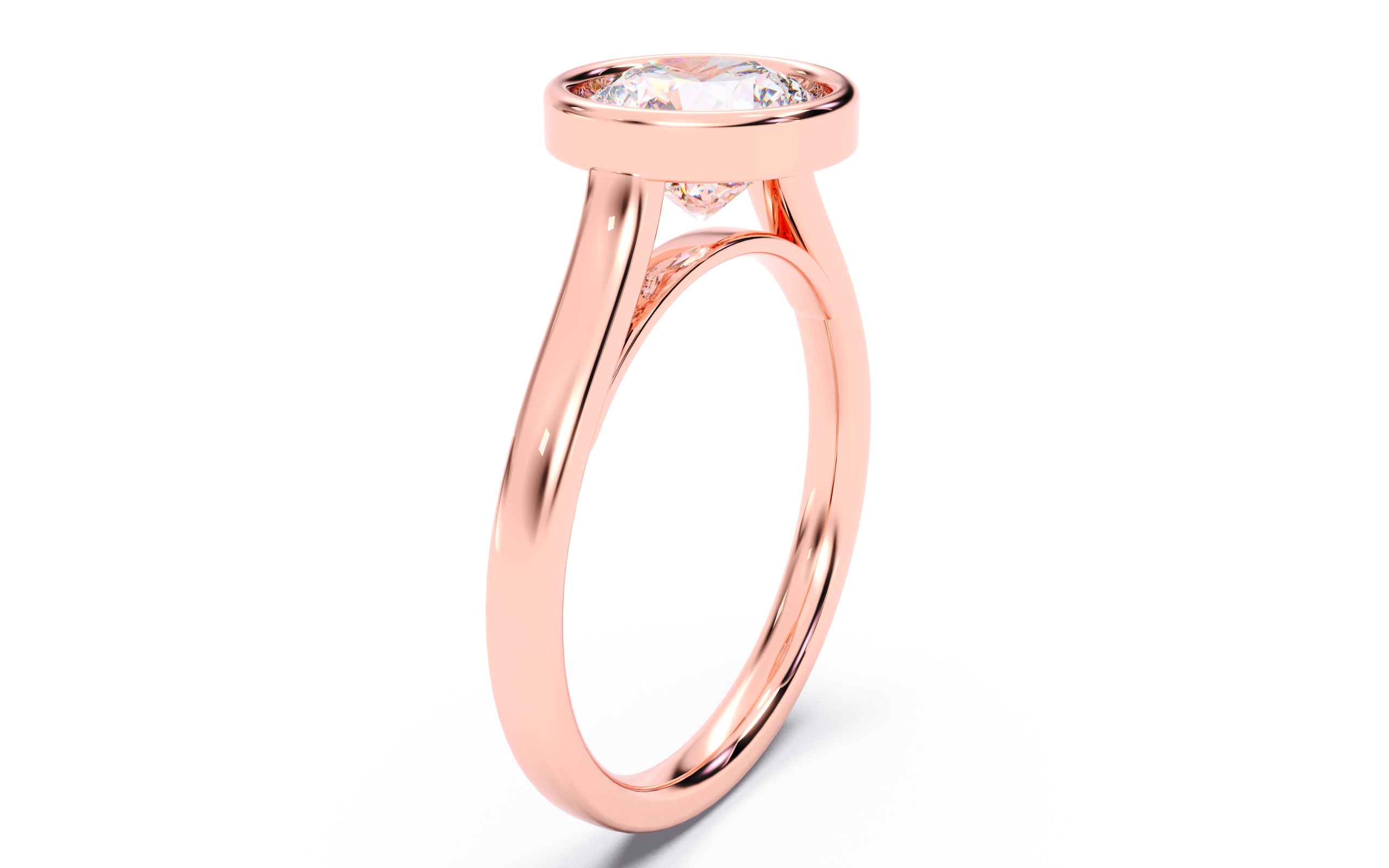 Round Diamond Bezel Setting Solitaire Diamond Ring 3D print model_7
