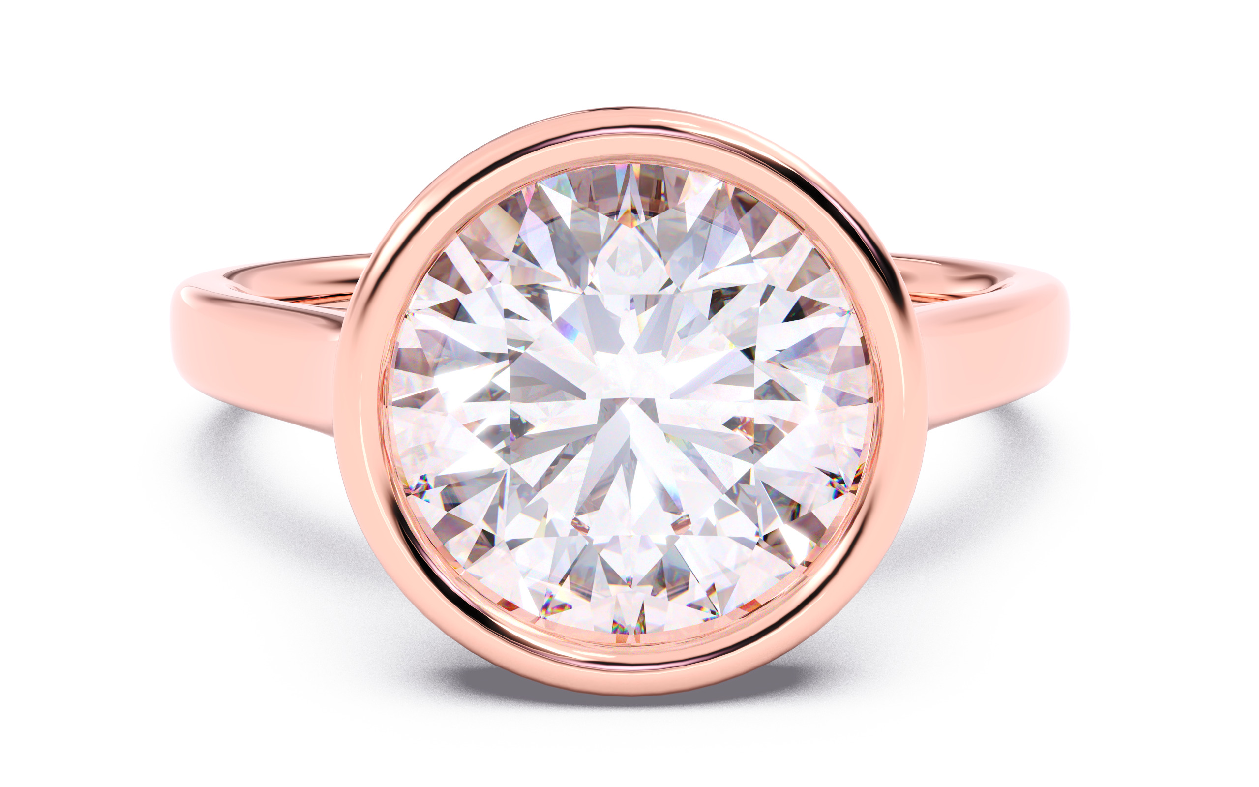 Round Diamond Bezel Setting Solitaire Diamond Ring 3D print model_12