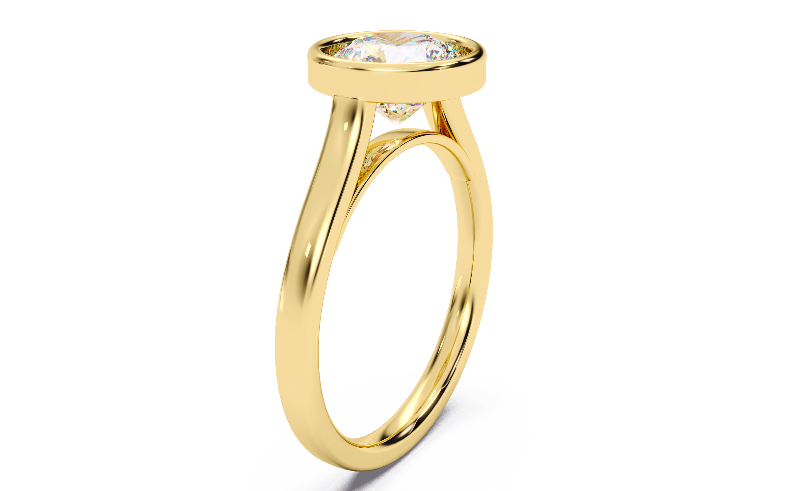 Round Diamond Bezel Setting Solitaire Diamond Ring 3D print model_10