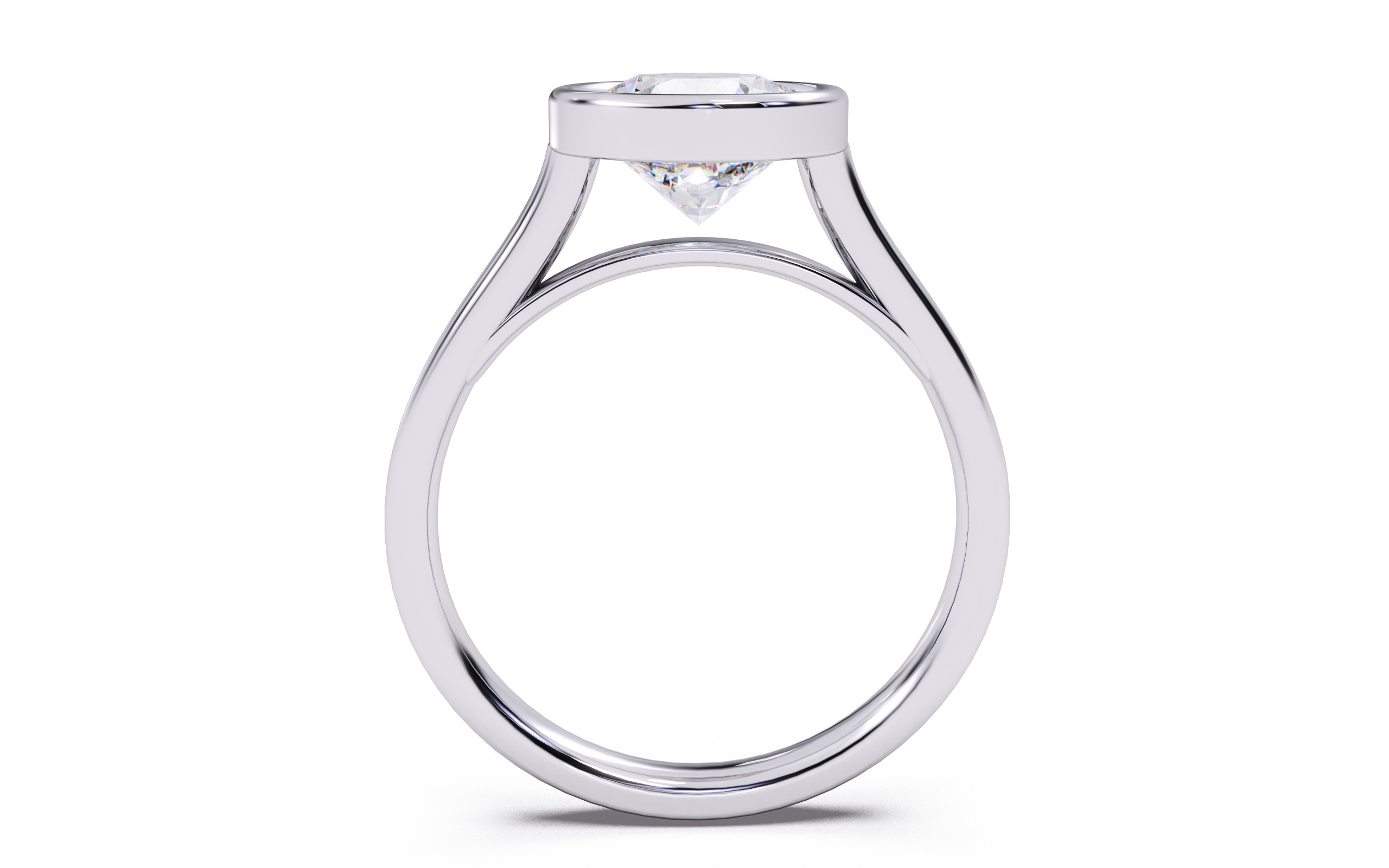 Round Diamond Bezel Setting Solitaire Diamond Ring 3D print model_6