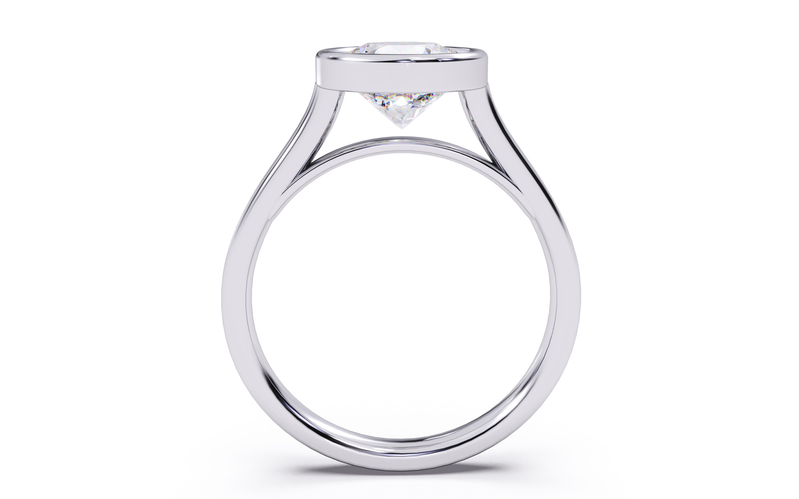 Round Diamond Bezel Setting Solitaire Diamond Ring 3D print model_16